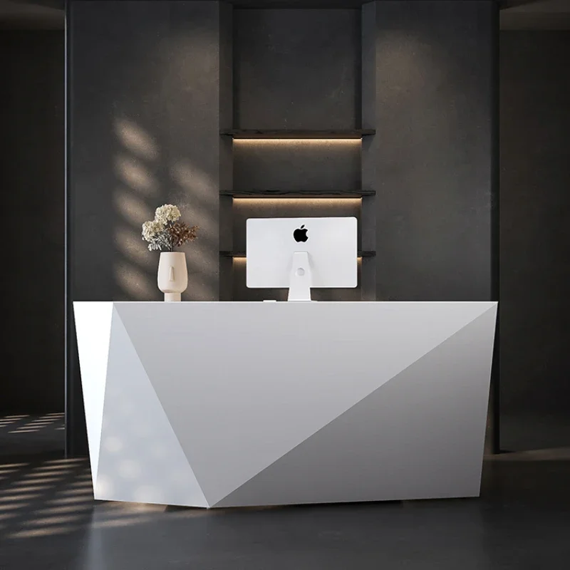 Clothing Store Cashier White Paint Creative Minimalist Store Counter Commercial Company Modern Front Desk Reception Desk