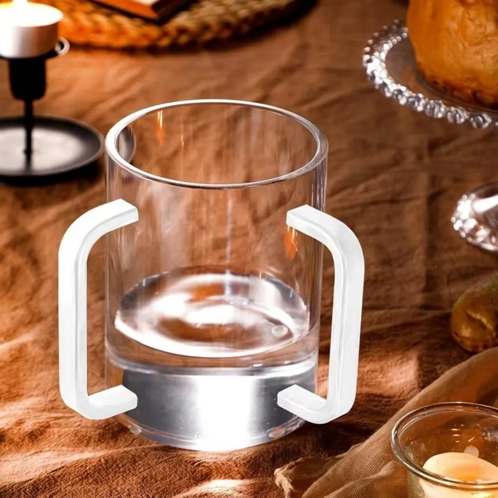 Transparent Netilat Yadayim Cup Thickened Dual Handles Jewish Prayer Wash Cup Acrylic Material Large Capacity Acrylic Wash Cup