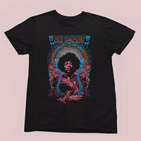 Jimi Hendrix Graphic T-Shirt Psychedelic Rock Art Graphic Tee Men Women Summer Men's T-Shirt Black Crew Neck Cotton Tee
