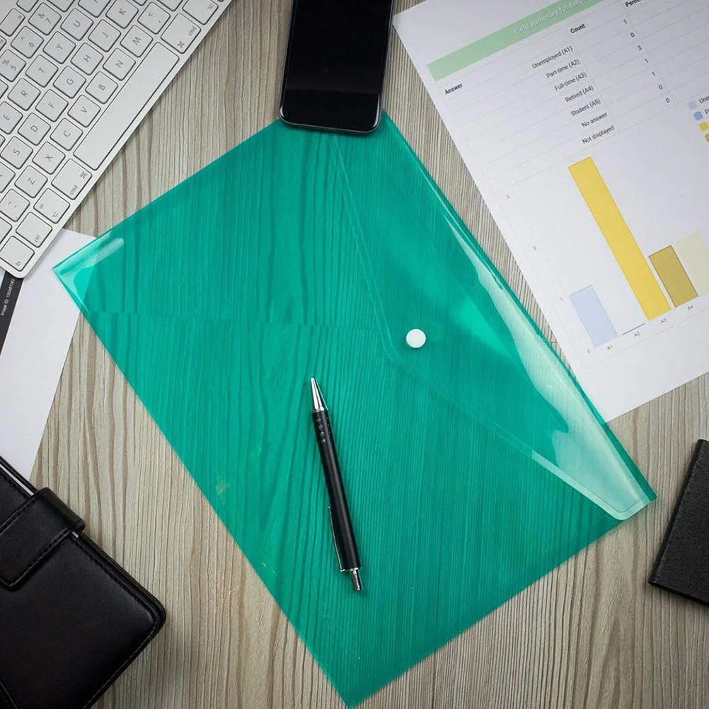 12 قطعة من حقيبة الملفات الملونة بحجم A4 حقيبة مستندات بلاستيكية ممتازة مقاومة للماء ومضادة للتمزق للاستخدام المكتبي والمدرسة