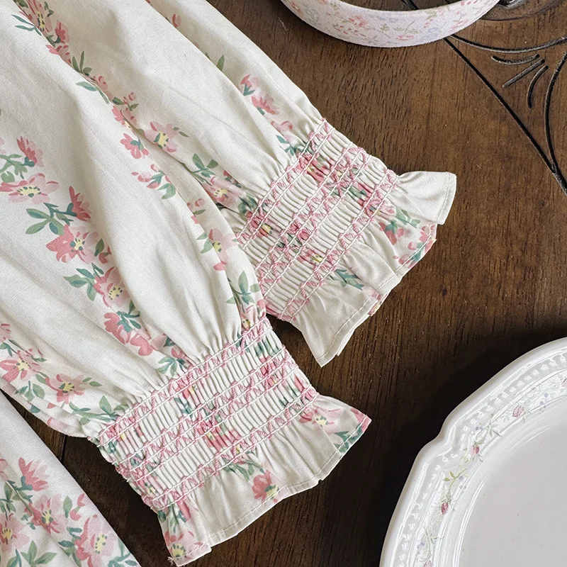 

French Floral Doll Collar Elegant Girl's Dress2025Autumn New Handmade Gathered Long Sleeve Children's Princess Dress