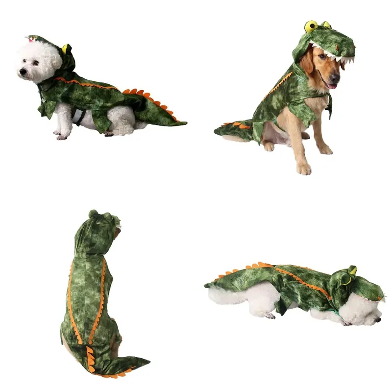 Crocodile Costume for Pets Warm Animal Outfit Party Performance Dress Up Clothing Festival Cosplay Attire for Dogs Cats