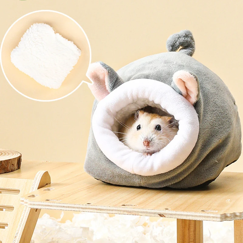 Cute Hamster Nest Bed Windproof Hamster Cotton Nest Shelter Rabbit Warm House Nest  Hamster House Glider Guinea Pigs Bunny Bed