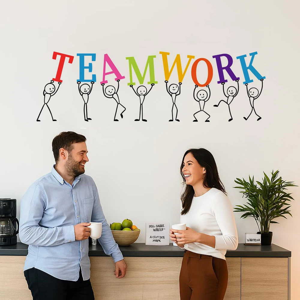 Teamwork Decal Office Wall Art Team Work Space Conference Room Classroom Decor Business Motivational Words Vinyl Stickers Mural