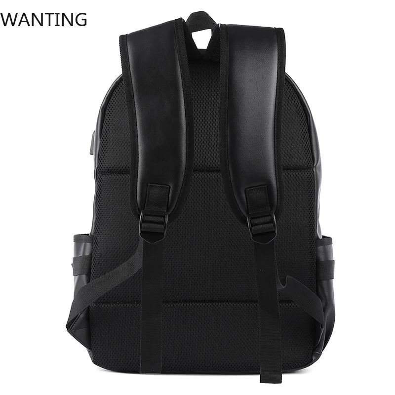 حقيبة ظهر جلدية للرجال على الموضة لعام 2025 مقاومة للماء مقاس 14 بوصة حقائب ظهر للكمبيوتر المحمول مع USB للمراهقين والسفر والرياضة للرجال Mochila