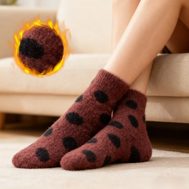 

Plush Socks for Women Winter Thicken Thermal Soft Coral Fleece Home Socks with Non-Slip for Indoor Sleeping Floor