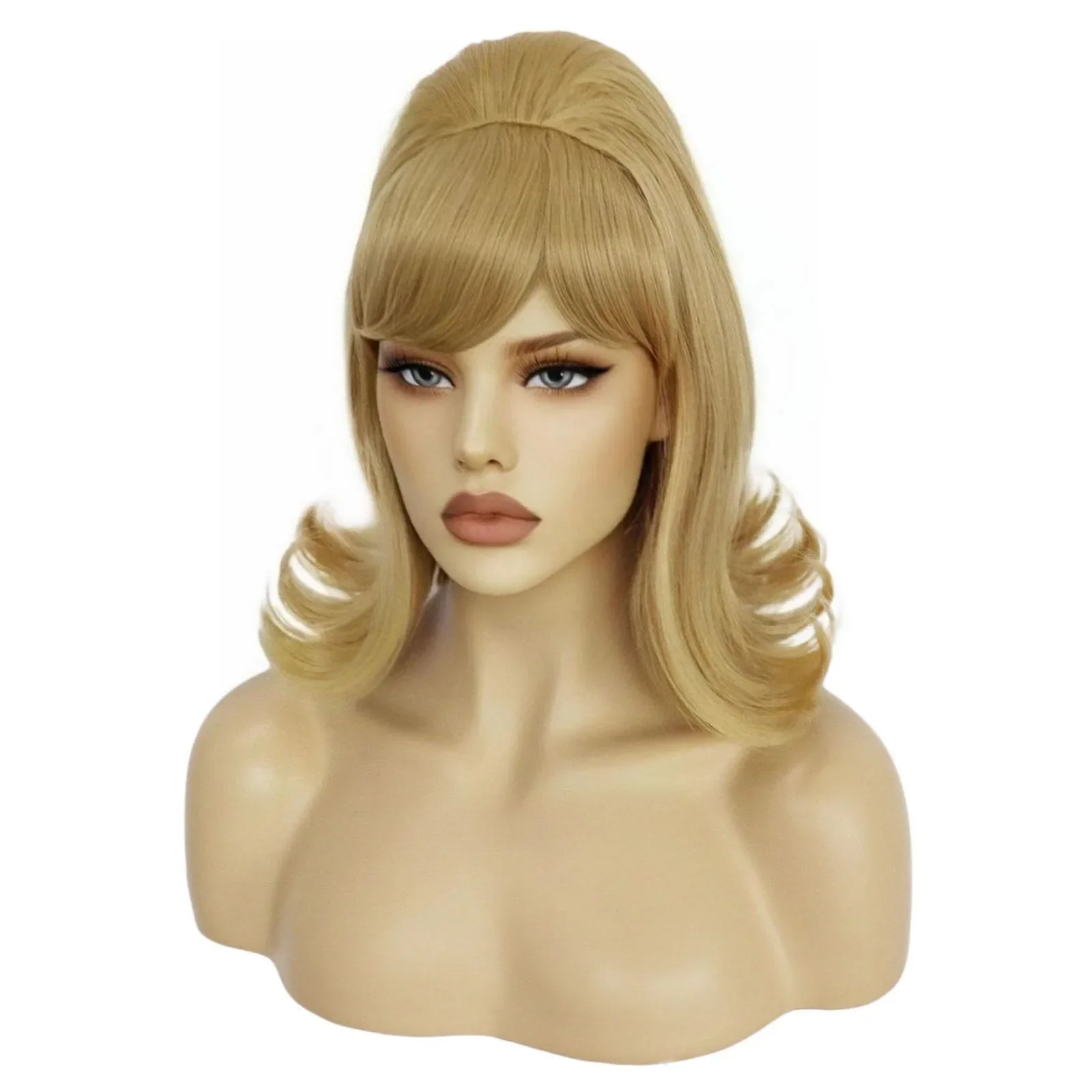 Cabelo sintético curto 70s Pinup Pelucas 60s preto retro colmeia flip perucas para mulheres peruca