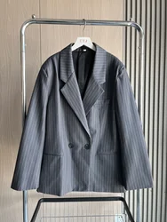 ETJ Fall/Winter 2025 new Women's Commuter All-in-one oversized pinstripe shoulder-padded baggy blazer