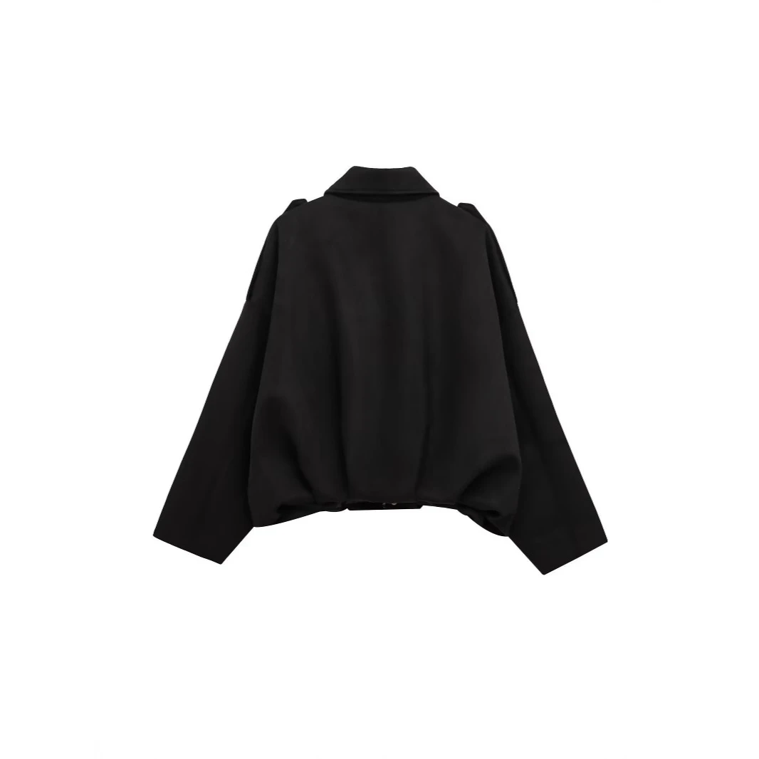 Faionable Velvet Pilot Jaet Outerwear Polyester Fabric Long Sve Zipper Closure 3D Effect ex Spring Collection