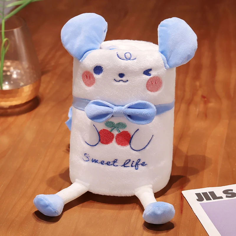 

1pc85cm/33.46in cherry dog roll blanket plush toys flannel nap square cover blanket office reunion activities gift toys