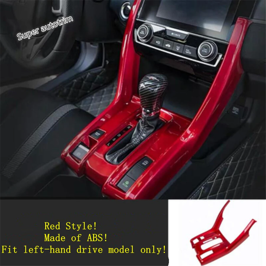 

Central Control Gear Shift Frame Panel Decoration Cover Trim Fit For Honda Civic 2016 - 2020 ABS Red / Carbon Fiber Accessories