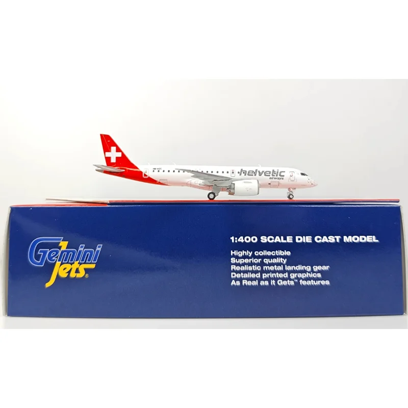 GeminiJets moulé sous pression 1/400 échelle Helviti Air ERJ-190E2 HB-AZC modèle d'avion en alliage décoration d'ornement à collectionner
