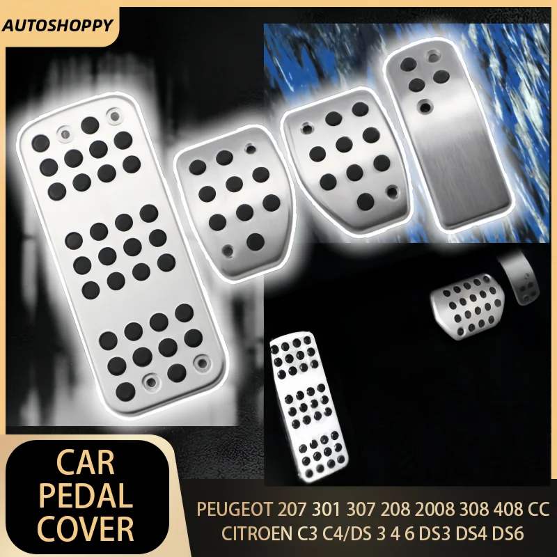 

Premium Anti-Slip Brake Clutch Pedals Kit Cover for PEUGEOT 207 301 307 208 2008 308 408 Cc CITROEN C3 C4 DS 3 4 6 DS3 DS4 DS6
