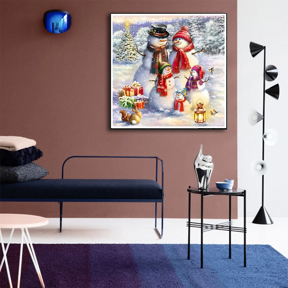 AB 90 Colors Diamond Painting 5D Snowman Mosaic Christmas Beaded Embroidery Cartoon Picture Art Full Drill Wall Stickers Kit