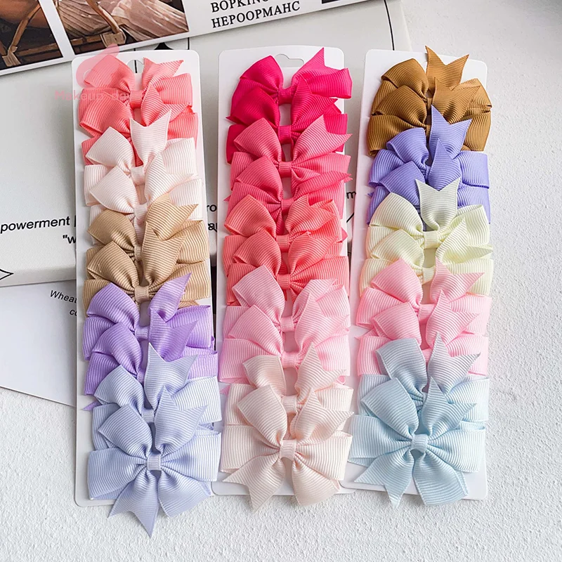 

10Pcs Bows Elastic Hair Rubber Band Hair Ties Ribbon Pigtail Grosgrain Hair Accessories Girl Head Bands For Children