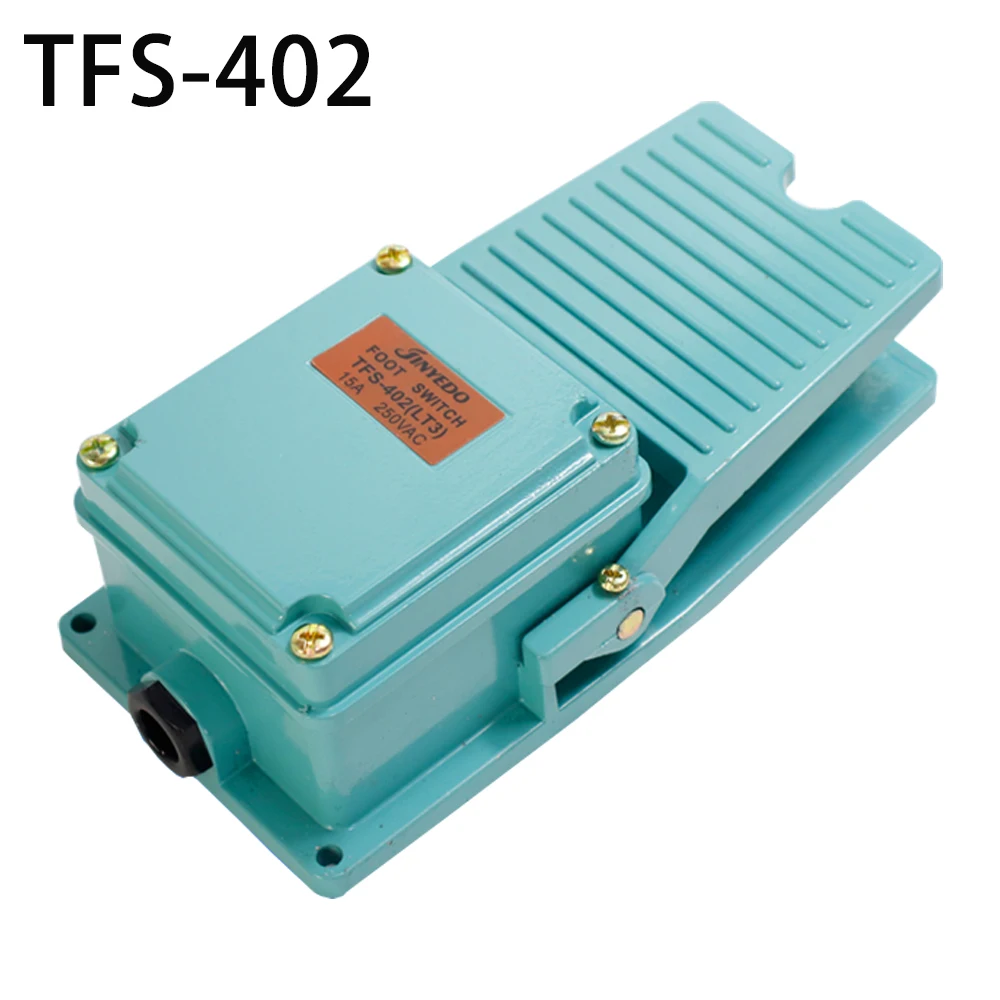 1 PCS AC 250V 15A 1NO 1NC Momentary Treadle Pedal Foot Switch w Cable Gland TFS-402 Green