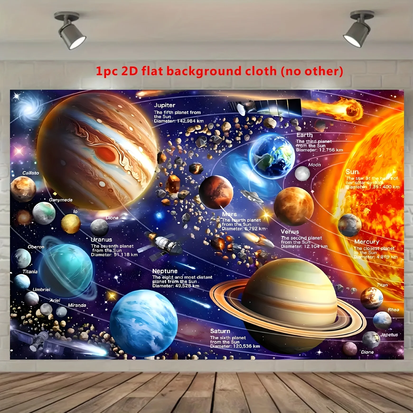 Kids Education Banner - Tapeçaria do Sistema Solar, Planetas Espaciais,