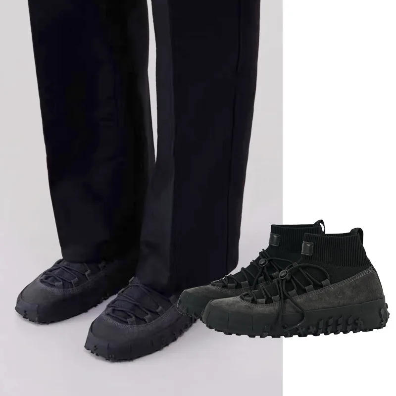

Women's Sports Socks Shoes Fly-woven Splicing Drawstring Bundle Casual High-top Thick-soled Outdoor Hiking Sneakers