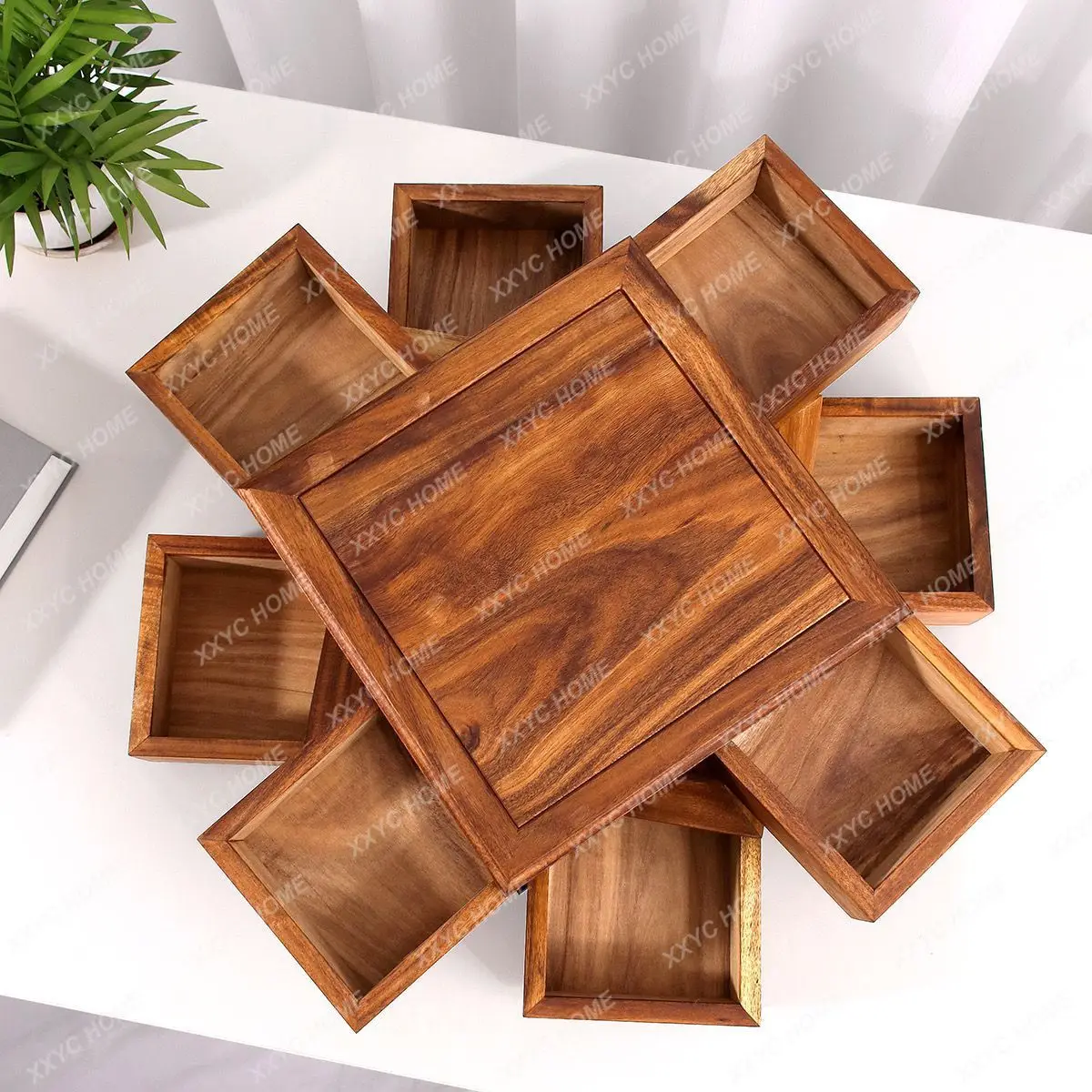X  Walnut Luban Rotating Mechanism Box Storage Tea Set Jewelry Bracelet Wenwan Walnut Storage Bracelet