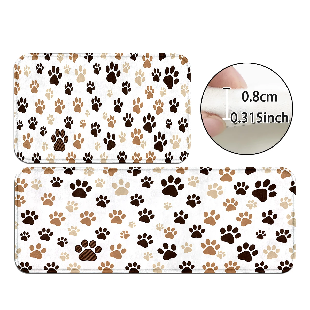 Soft Light Base Paw Print Door Mat, Classic Black White Doormat, Pet-Style Rug, Minimalist White Dog Paw Multi-Color Mat.