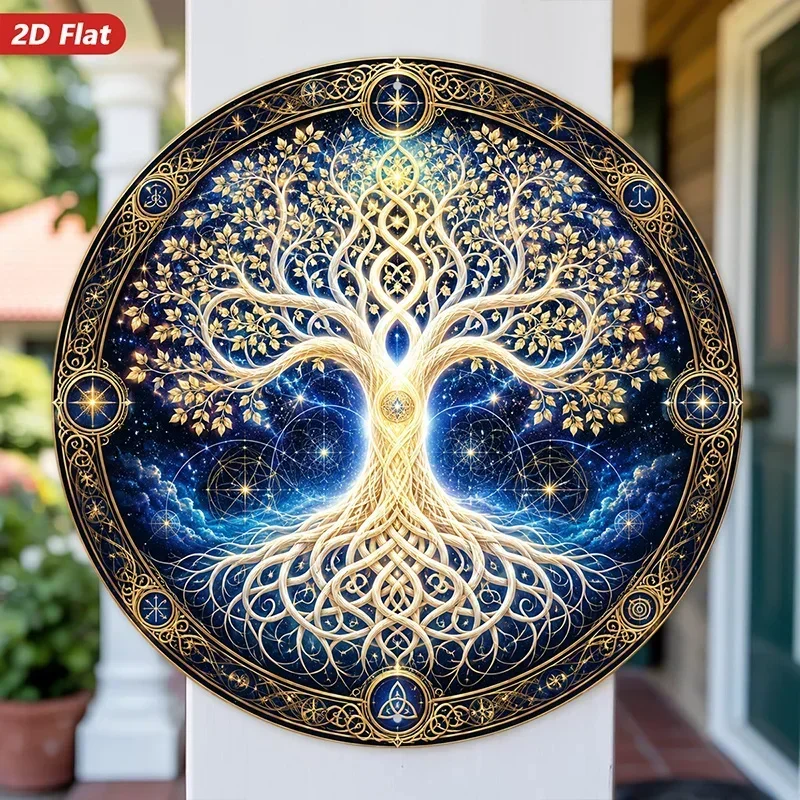 CIFBUY Cosmic Tree of Life Mandala Aluminum Wall Art Waterproof Wear Resistant Decor for Living Room Bedroom Office Study Den Ba