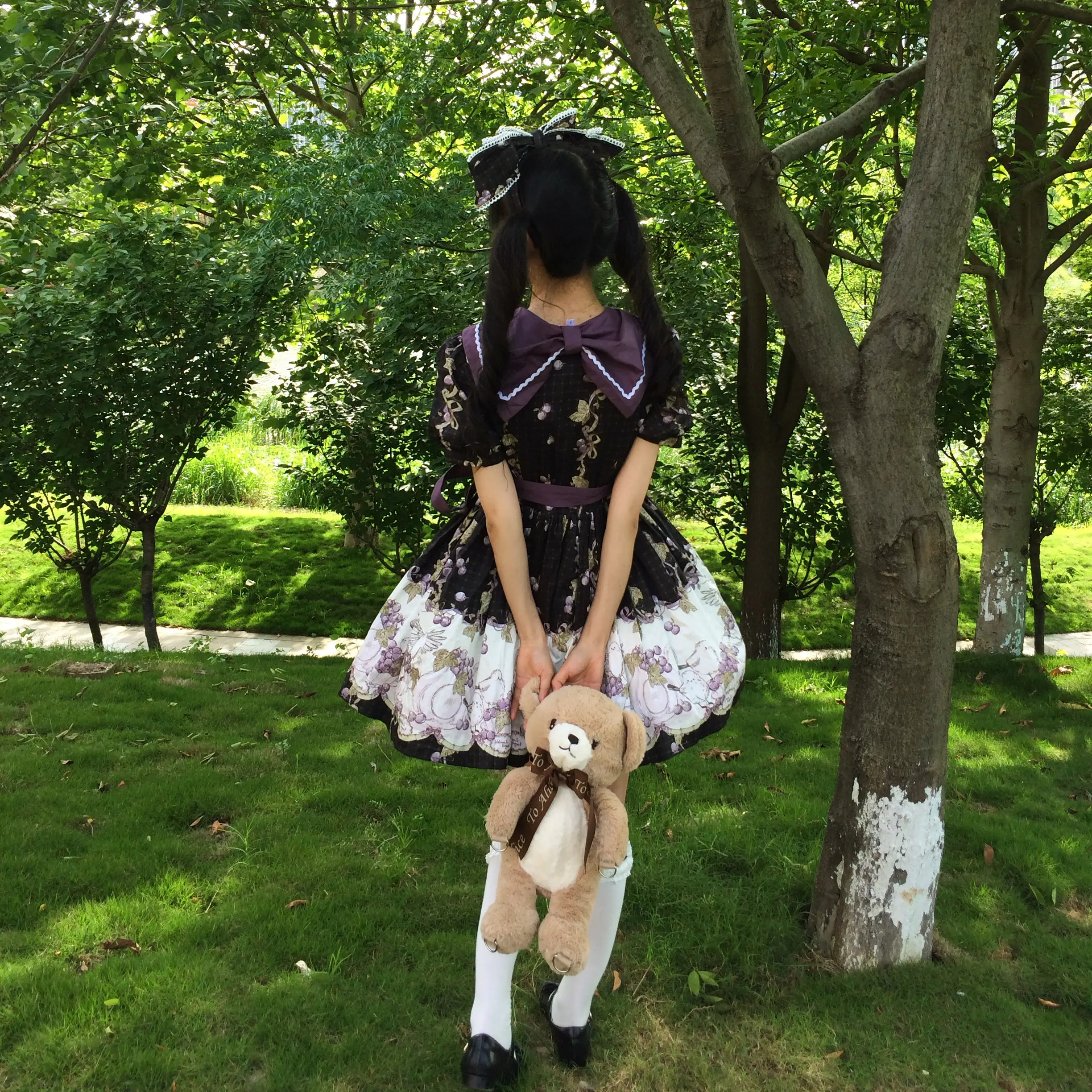 Grape Season - Cotton Classic Lolita Grape Printed OP & JSK Dress by BearDiary PRE ORDER / 3 months view 6