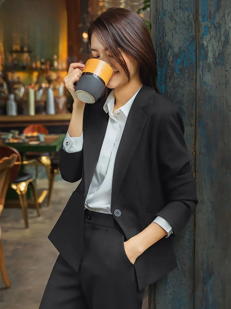 

Женский деловой костюм для собеседований, профессиональная одежда для госслужащих, комплект из рубашки и брюк, маленький размер