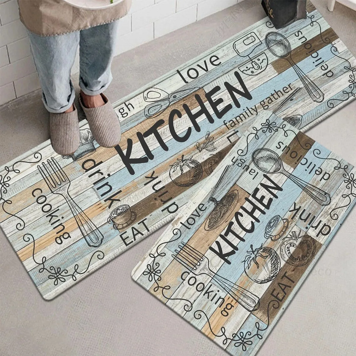 Kitchen Non-Slip Decorative Floor Mats 3D Printed Living Room Home Carpets Can Also Be Used For Bedroom And Bathroom Entry Doors