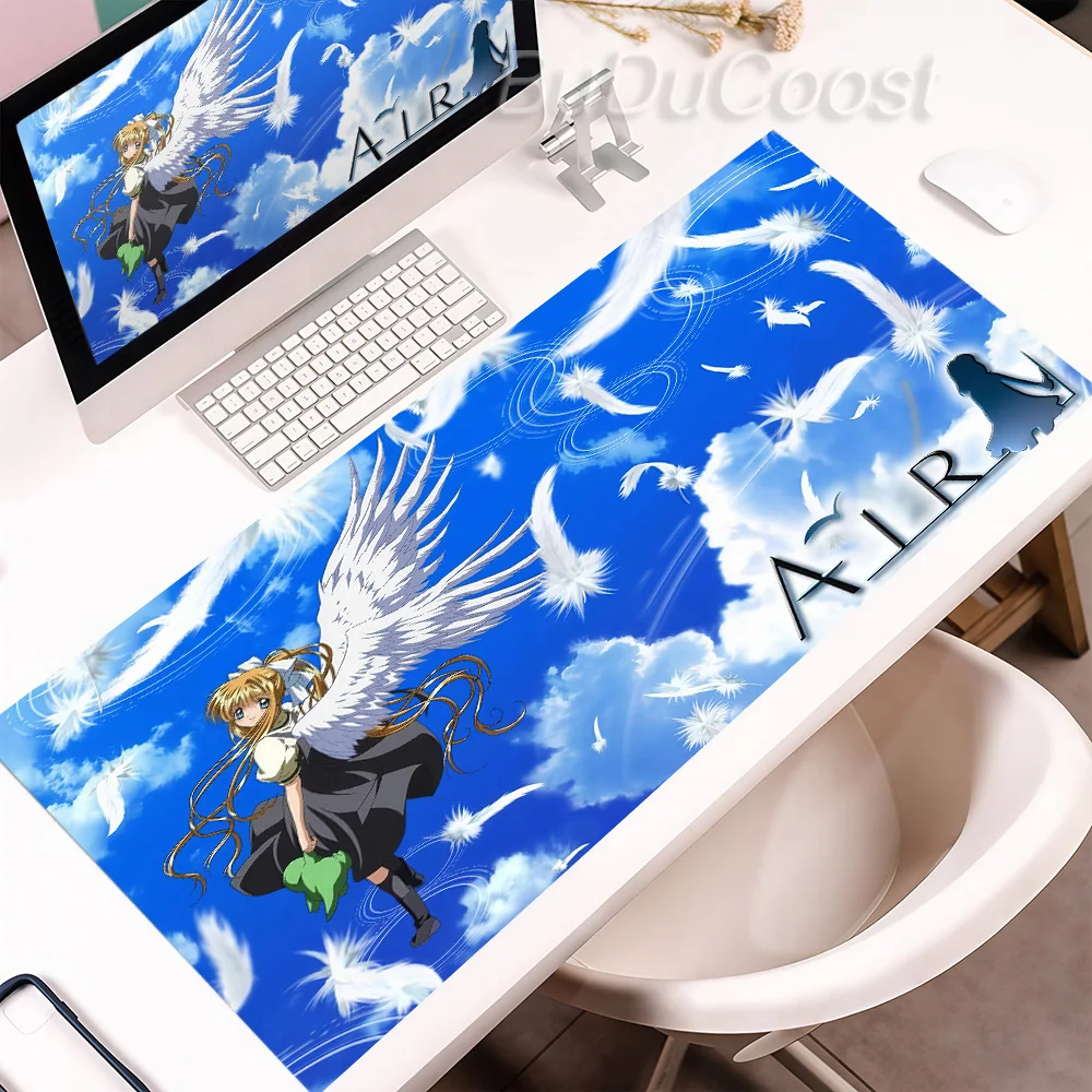 XXL Cute Anime Girl Air Kamio Misuzu Mousepad PC Gamers Mechanical Keyboard Deskmat Rubber Non-Slip Lock-Edge Tablepad Home Rug