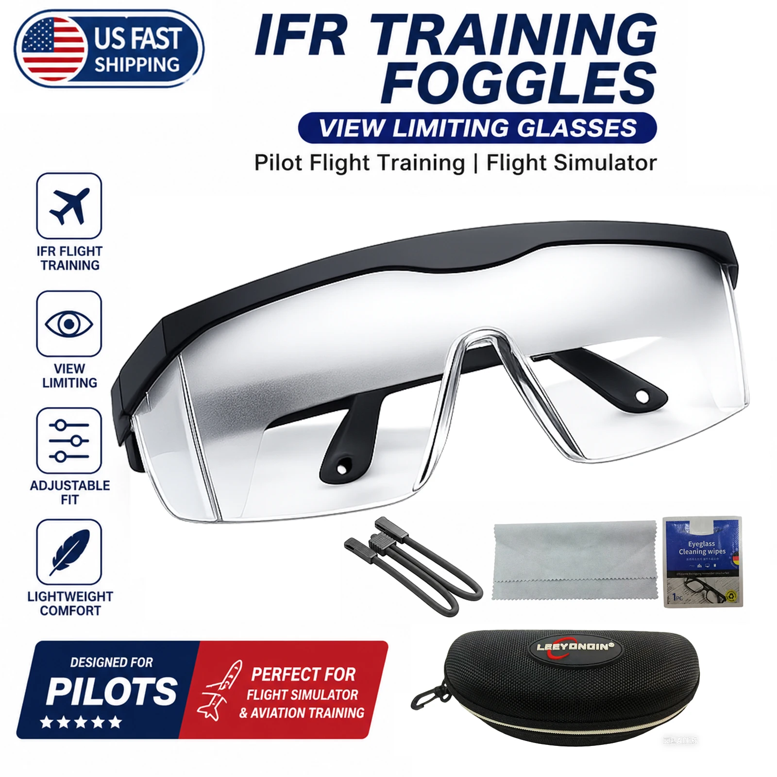 IFR Eyewear Training Foggles View Limiting Glasses Adjustable Pilot Flight Training Goggles for Flights Simulator Aviation