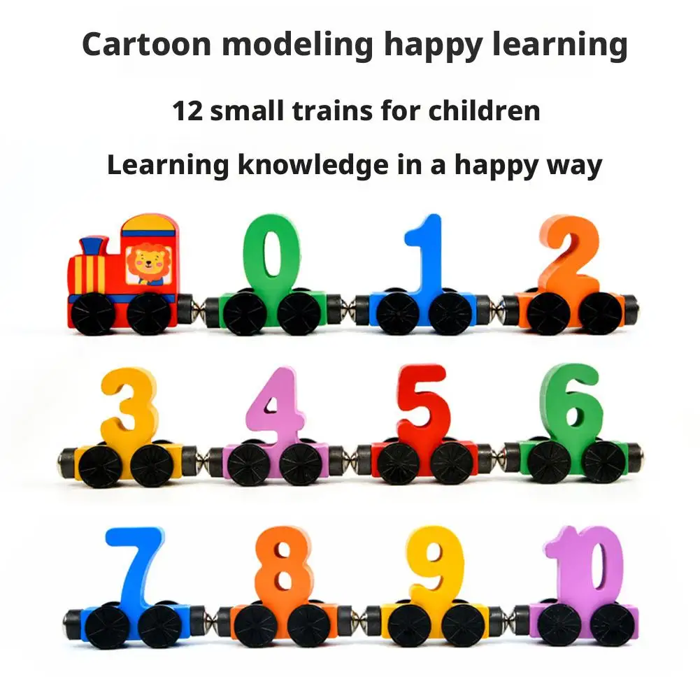 NEW Number Digital Magnetic Wooden Train Toys Colorful Building Blocks Educational Hand-eye Coordination Magnetic Digital Train