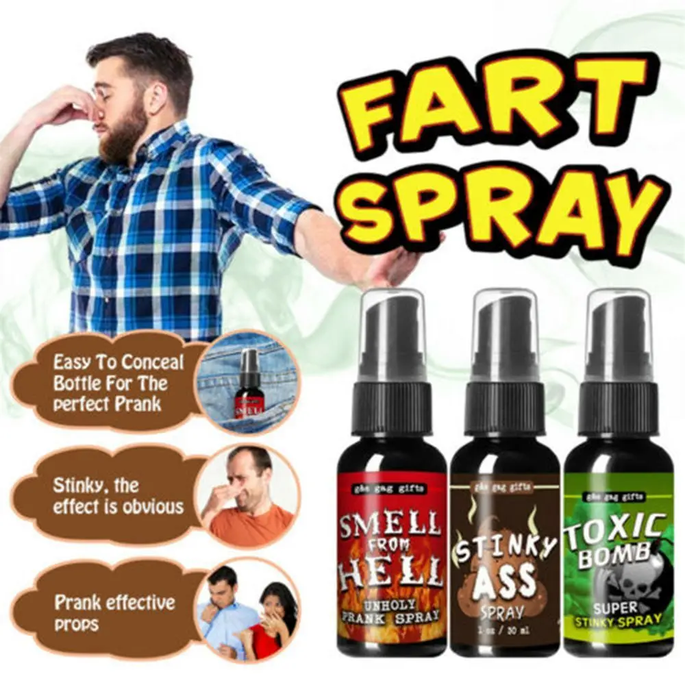 Spray líquido para bromas, bote de 30ML, bomba de olor, culo, mal olor, basura de Gas, broma, novedad, juguete, suministros para fiestas