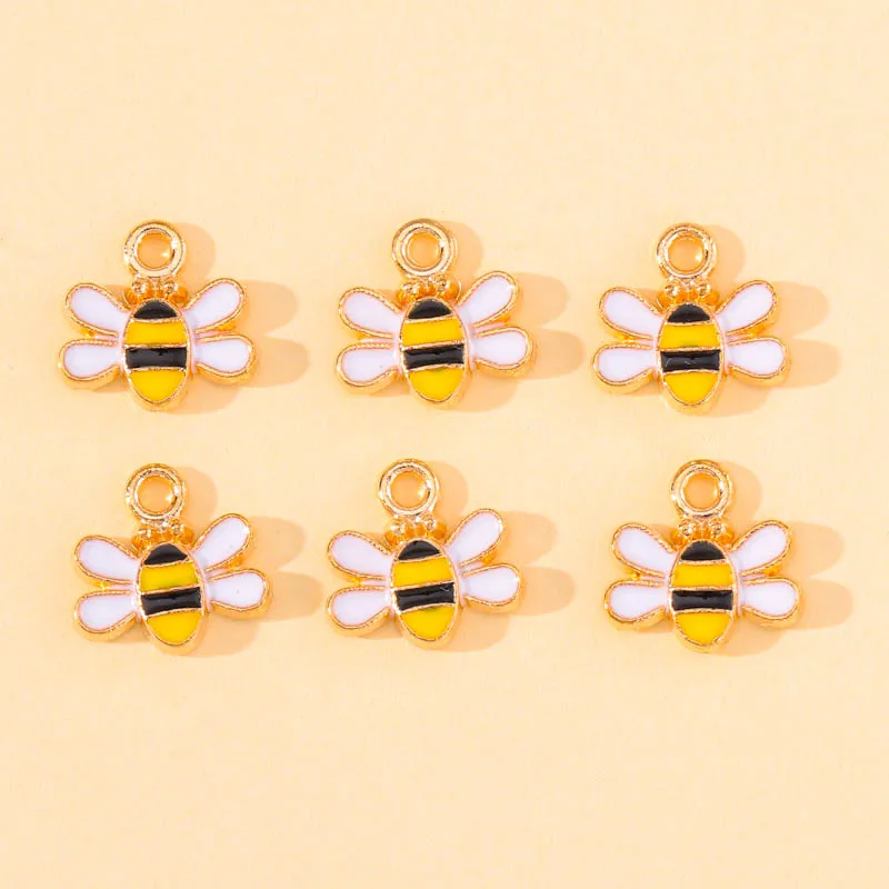 10 Stück süße Emaille Biene Waben Charms für DIY Schmuckherstellung Ohrringe Anhänger Halsketten Armbänder handgemachte Geschenkzubehör – Detail 6