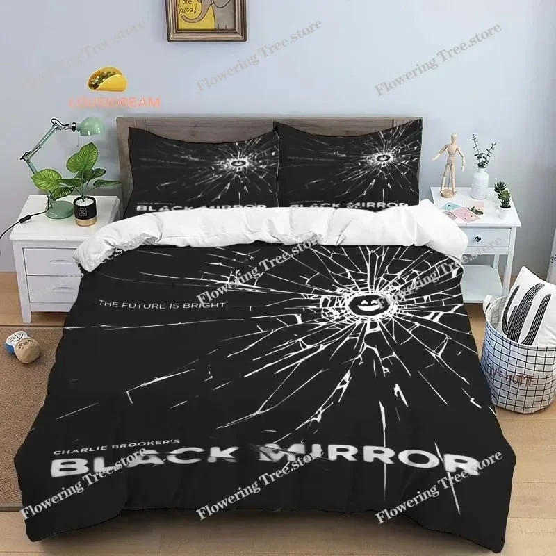 

B-Black Mirror Poster Sheets Quilt Covers Bedding Dormitory Sheets Three-piece Bedding Set Three-piece Soft Warm Bedding Set