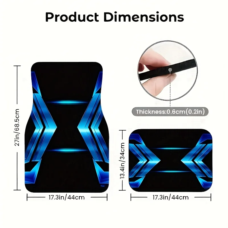 4pcs Geometric Car Floor Mats, Trendy And Unique Car Pedal Pads For Cars, Trucks, And SUVs- Perfect Gift For Family Or Friends O