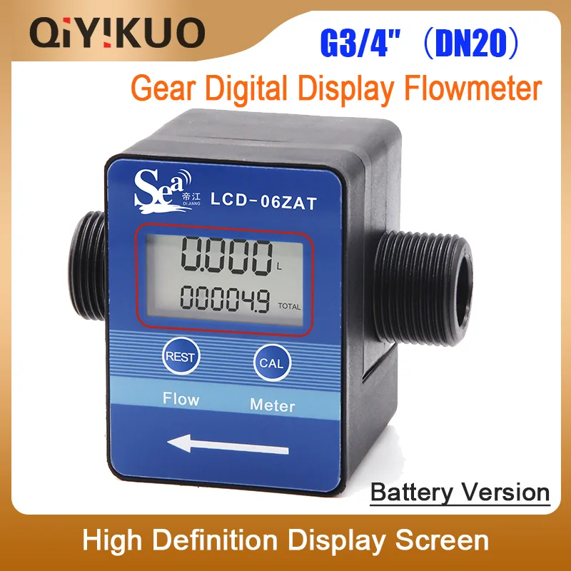 G1/2 DN15 G3/4 DN20 Gear Liquid Sensor Digital Display Flowmeter Pulse High-Definition Hall Element
