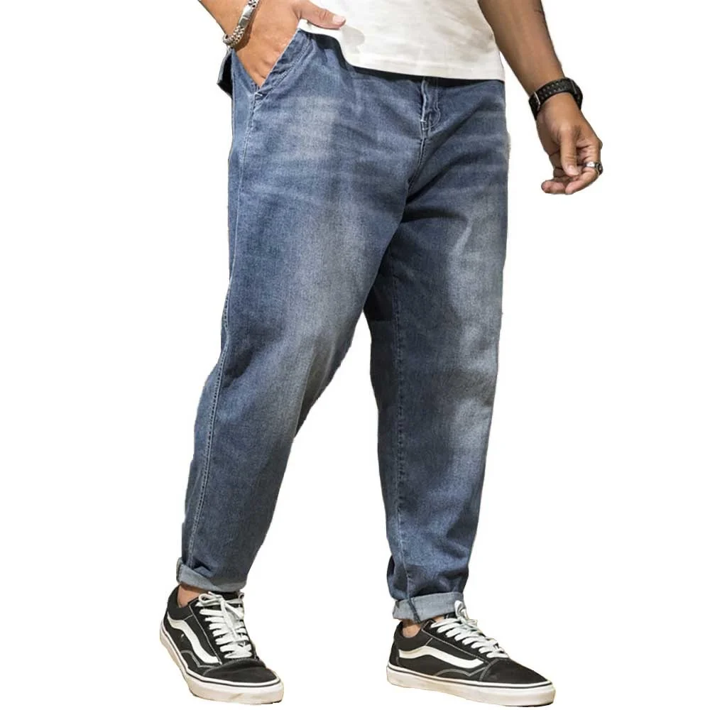 Trendy Harem Jeans Men Casual Denim Pants Loose Baggy Trousers Streetwear Hiphop Plus Size 44 46 Clothing