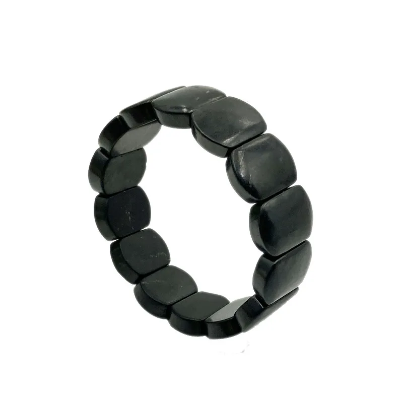 Crystal Stones Shingite Banded Bracelet Energetic Gemstone Elastic Strings Spiritual Healing Wristband