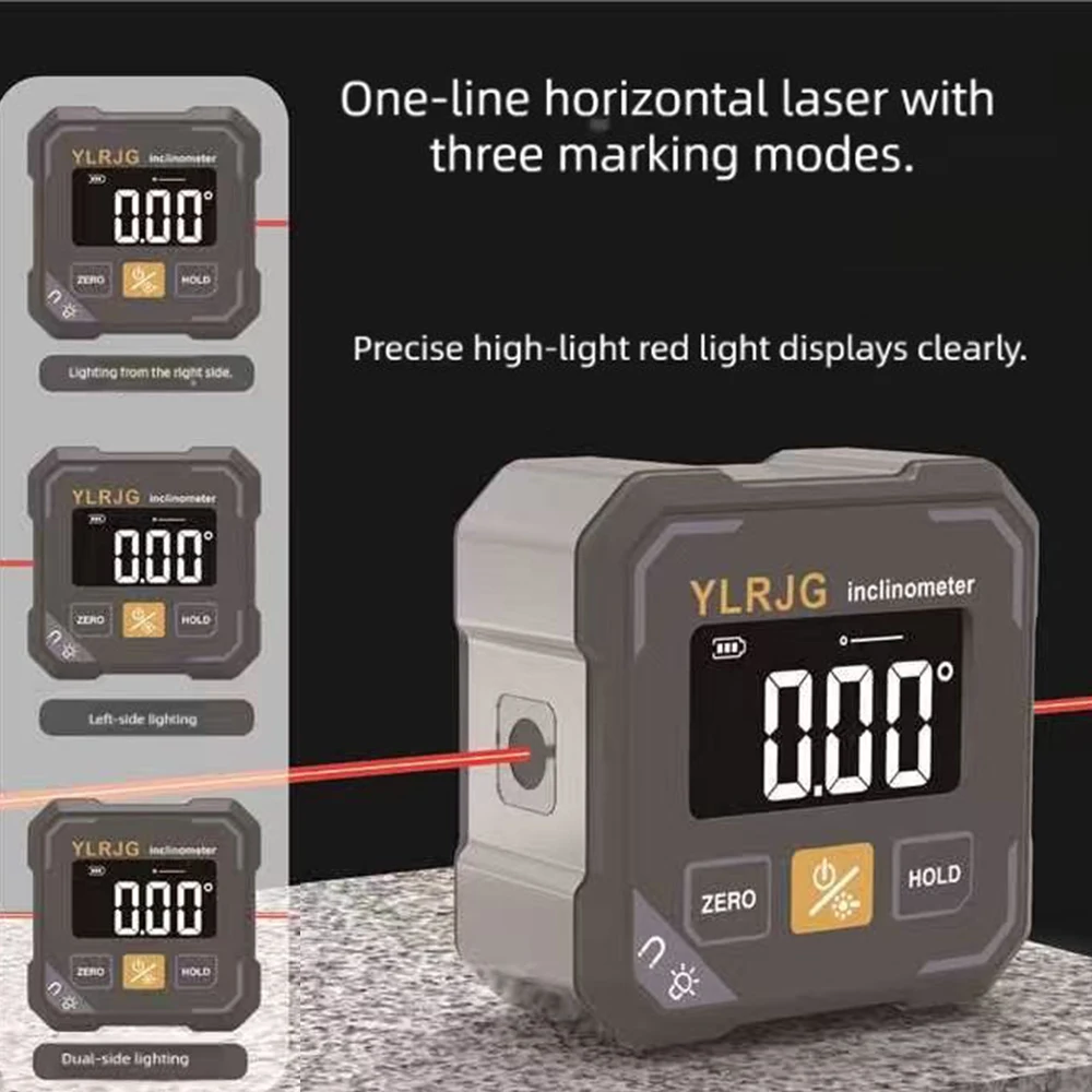

Four-Side Magnetic Digital Angle Gauge With Laser Electronic Protractor Horizontometer Inclinometer Angle Ruler Slope Measuring