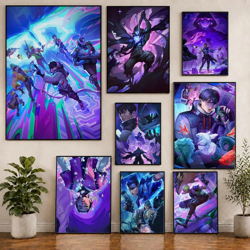 Game VALORANT Agents Poster Pvc HD Peel and Stick Modern poster Home Office Living Room Dining Room Wall Decor