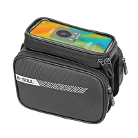 B-SOUL Bicycle Top Frame Bag 1.5L Bicycle Front Frame Bag Carrier Pack Reflective Pattern Large Capacity Bike Pouch Phone Case