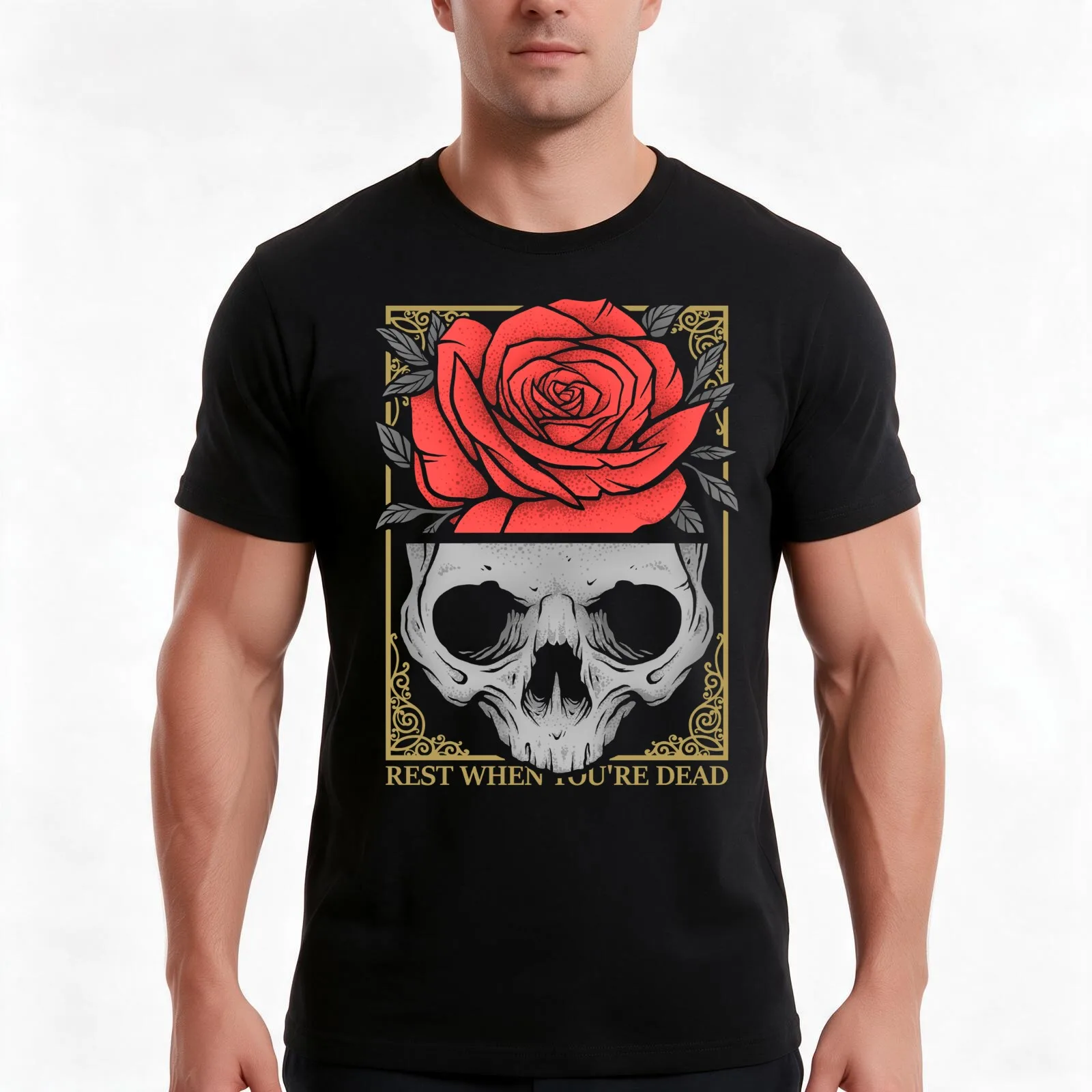 Rest When You're Dead T-Shirt, Summer Casual Cotton Tee, Oversized Streetwear Tops, Vintage Graphic Print, Unisex Men Women