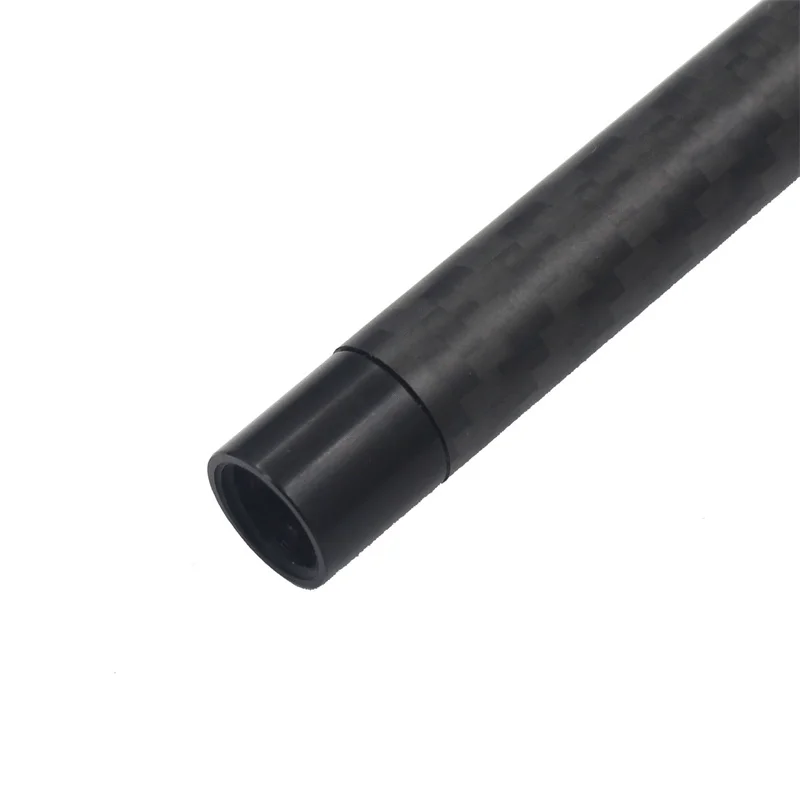 Indoor Outdoor DIY Carbon Fiber Pole Rod High Strength Extension Tool Diameter 12mm Black with M10 Adapter Screw 1PCS