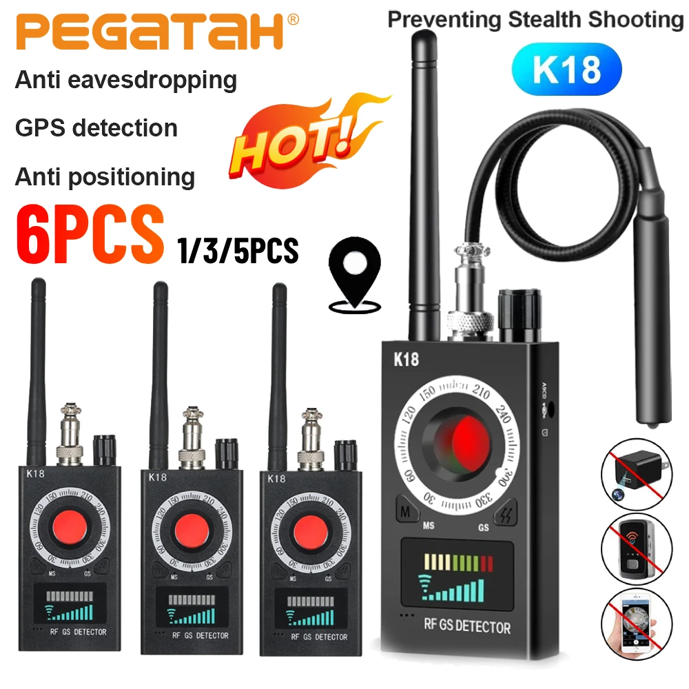 K18 Multi-function Anti-Candid Cam Wireless Lens Device Finder 1MHz-6.5GHz GSM Audio Bug Finder GPS Signal RF Tracker Detector