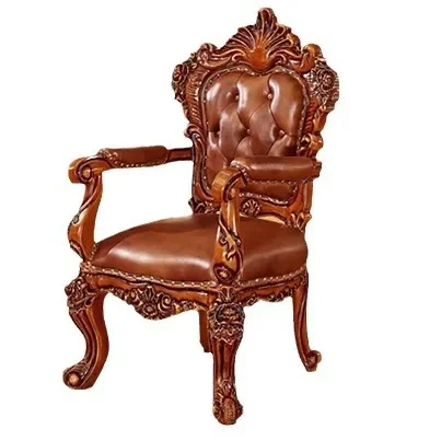 Европейский обеденный стул, обеденный стул из массива дерева, табурет со спинкой, подлокотник, ретро-досуг