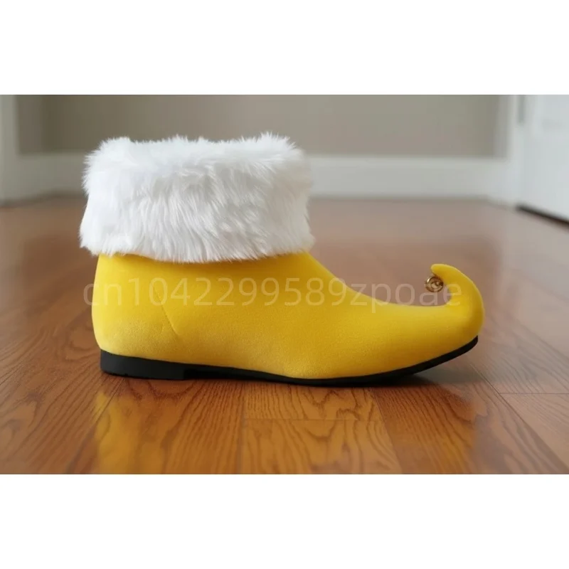 عيد الميلاد سانتا كلوز أحذية الرجال البرتقال حذاء من الجلد جرس تأثيري اكسسوارات أشار تو أحذية عيد الميلاد حفلة مرحلة الأداء #4