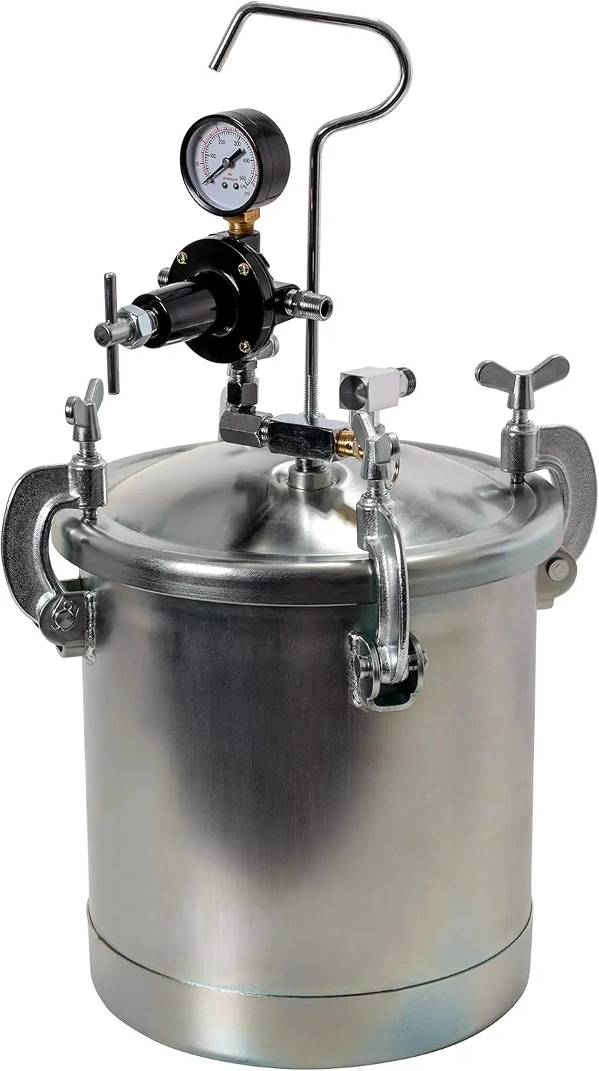 Tcp Global 2.5 Gallon - (10 Liter) Pressure Pot Paint Tank With Regulator Pressure Gauge And Master Elite 55 High-Performance