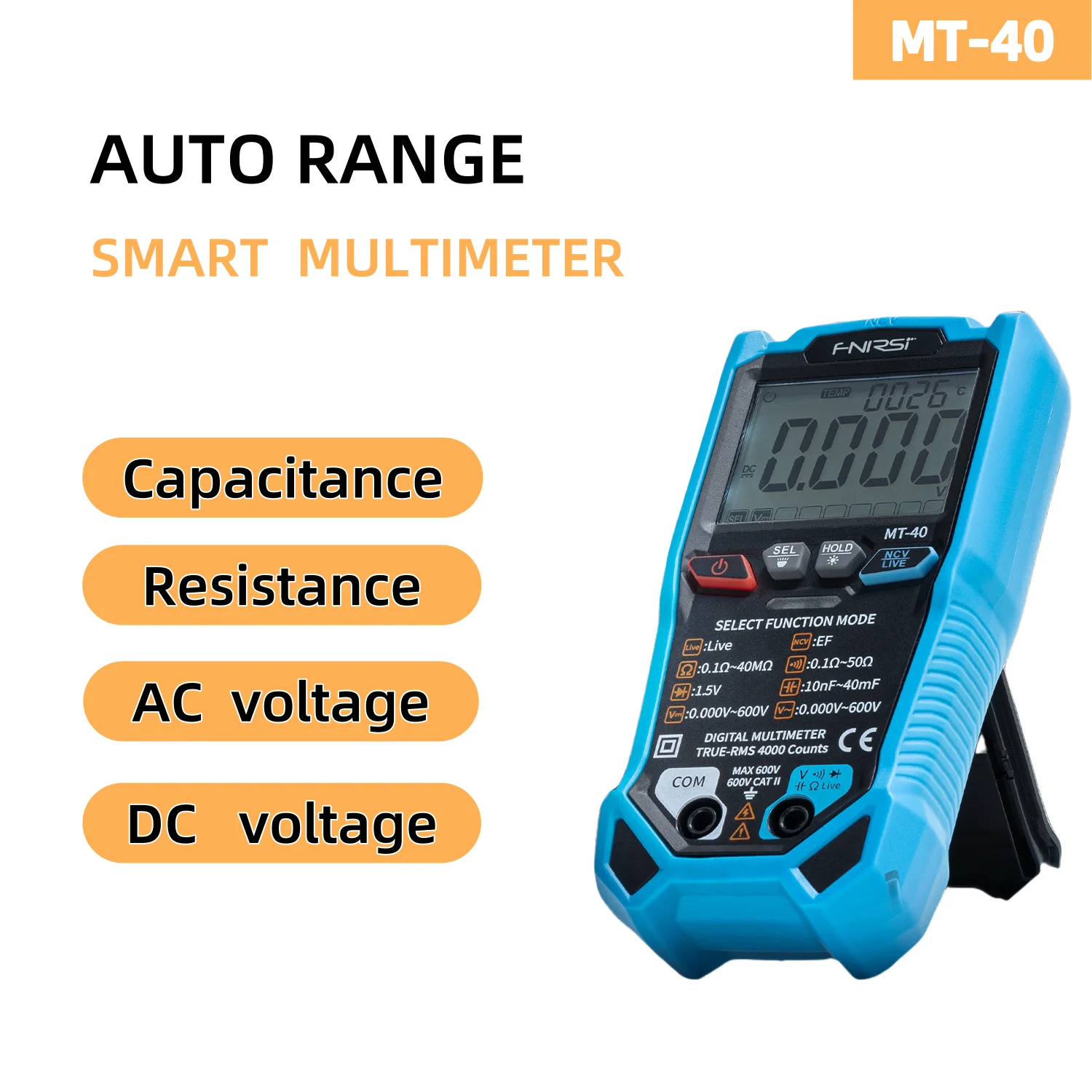 FNIRSI MT-40 متعدد المترو الرقمية الذكية غاما أوتوماتيكا فيرو RMS 4000 RMS التيار المتناوب تيار مستمر التوتر 600NCV قدرة أوم ديودو هرتز اختبار