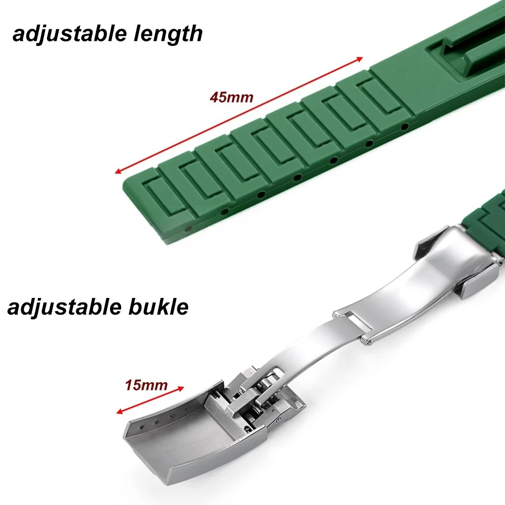 قوس المطاط حزام الساعات 20 21 مللي متر 22 مللي متر ل رولكس دايتونا يخت ماستر الترا مرنة مريحة سيليكون للطي مشبك حزام منحني #5