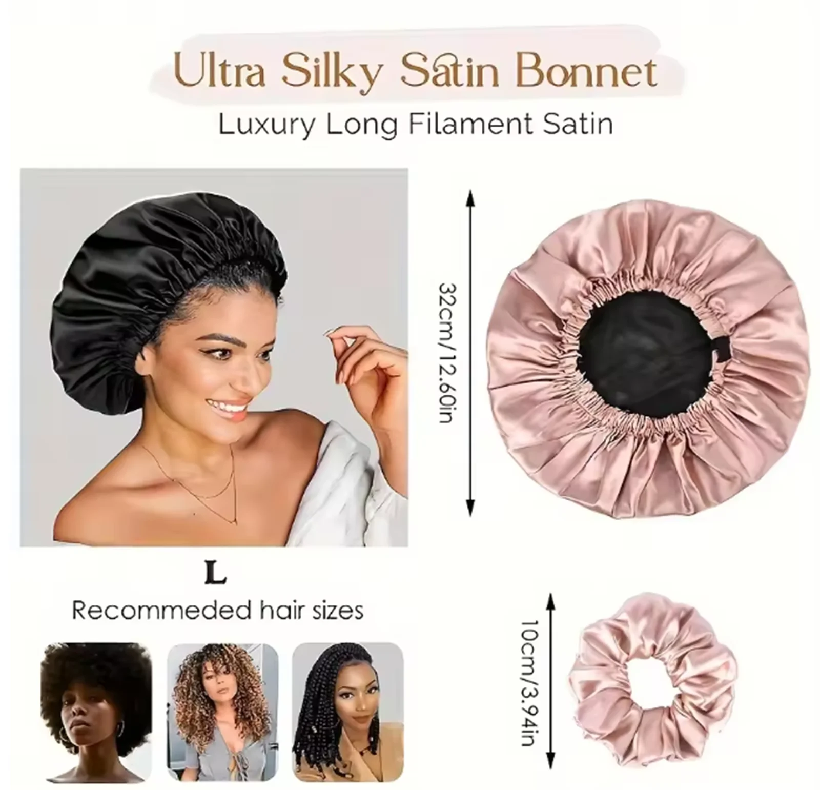 غطاء رأس نوم من الساتان قابل للتعديل، طبقة مزدوجة قابلة للعكس، غطاء شعر مضاد للحساسية للبالغين، خيارات ألوان أحمر الخدود الوردي الناعم مثل